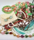 Vintage Costume Jewelry Mixed Lot 15+ Pieces With 1950s Lumured Coin Purse