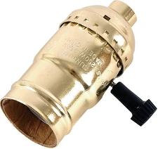 Power Gear 3 Way Lamp Socket Replacement Gold Finish For Diy Lighting Projects