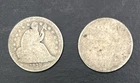 Lot of 2 Silver 90% Seated Liberty Dimes 1838 & No Date 10c 10 cents DAMAGE READ
