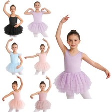 Girls Dancewear Contemporary Skirted Jazz Ballroom Tango Tutu Dress Salsa Party