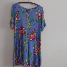 Vintage Lotus Hawaiian purple floral dress medium