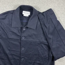 Ministry Of Supply Fusion Chore Coat Mens Large Navy Blue Button Stretch Viscose