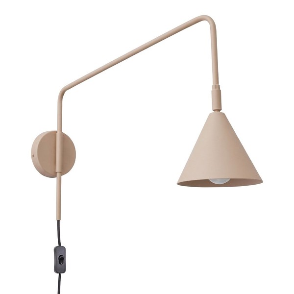 Wandleuchte Stahl Taupe Schalter Kabel Stecker E14 H:30 Cm Wandlampe Treppenhaus-image
