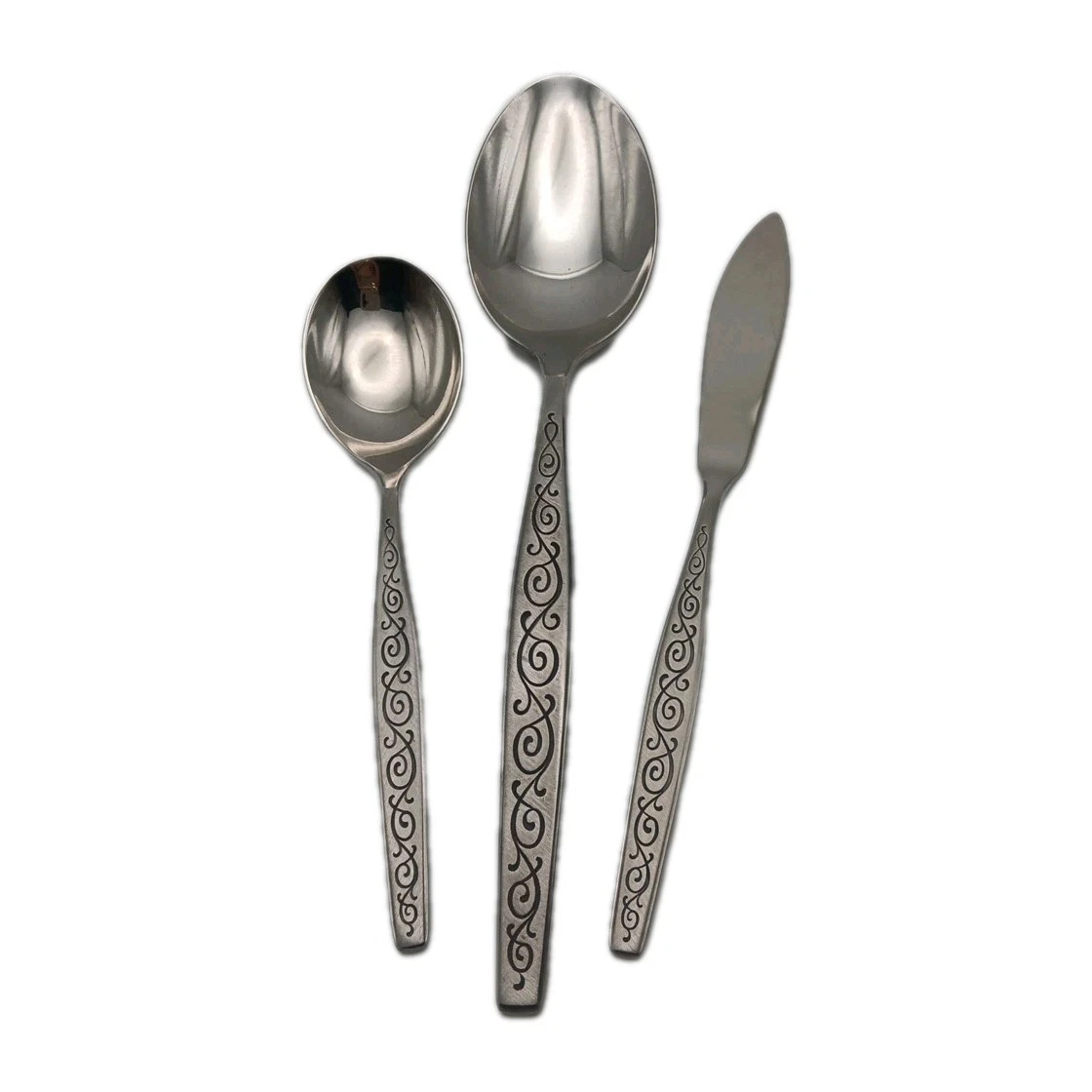 Gorham Montoro 3 Piece Server Hostess Set Stainless Flatware Old Stock Floral