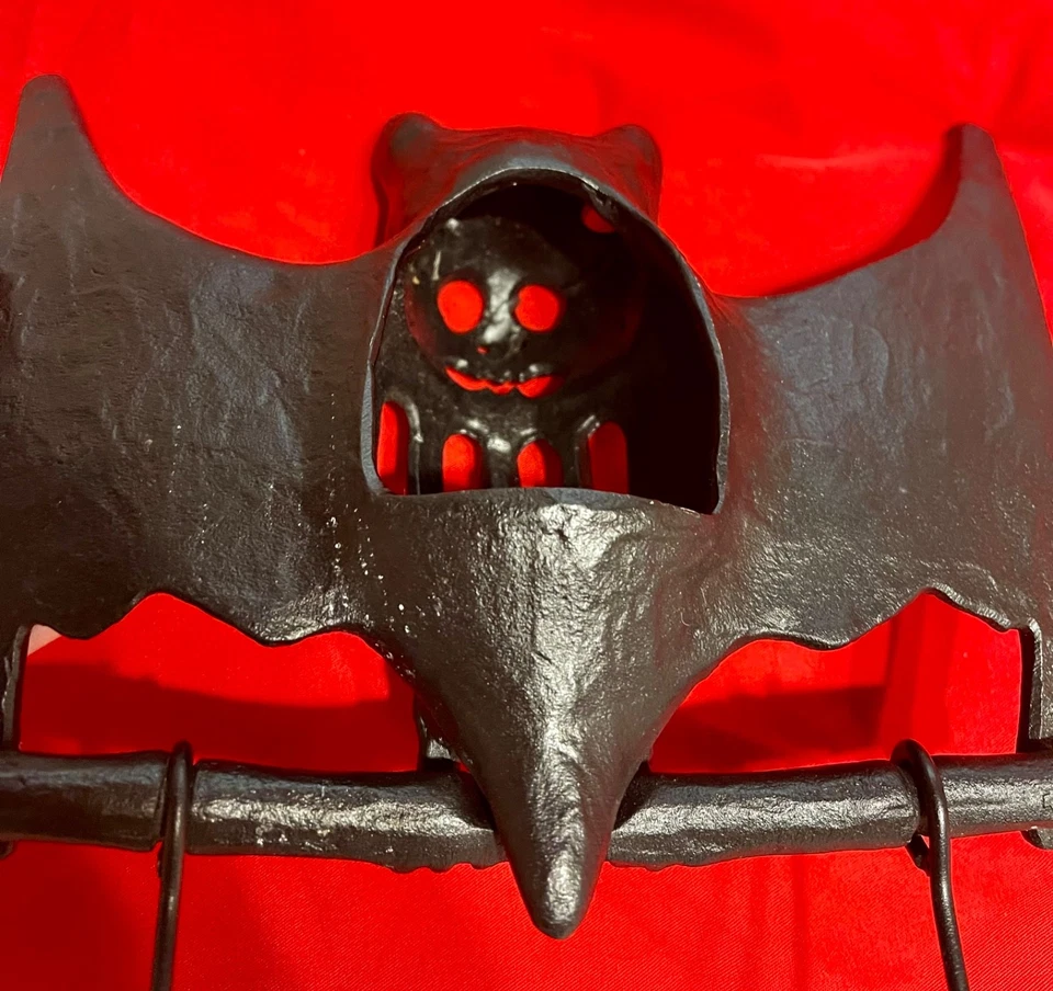 HTF RARE POTTERY BARN Halloween Large Bat Cast Iron Hanging Votive Candle Holder - Image 4 of 4