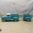 Vintage Tonka Stake Rack Truck + Trailer, Sheep Livestock 1960's, Powder Blue