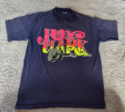 VINTAGE Belton Roy Clark Single Stitch T-shirt Blue Size Medium Made In USA!