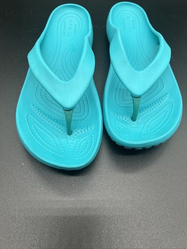 Teal Crocs Flip Flops Iconic Comfort Size 6 Women’s - Picture 8 of 15