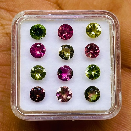 VVS 12 Pcs Natural Tourmaline 4.3mm Round Cut Multi Color Loose Gemstones Lot - Picture 5 of 8