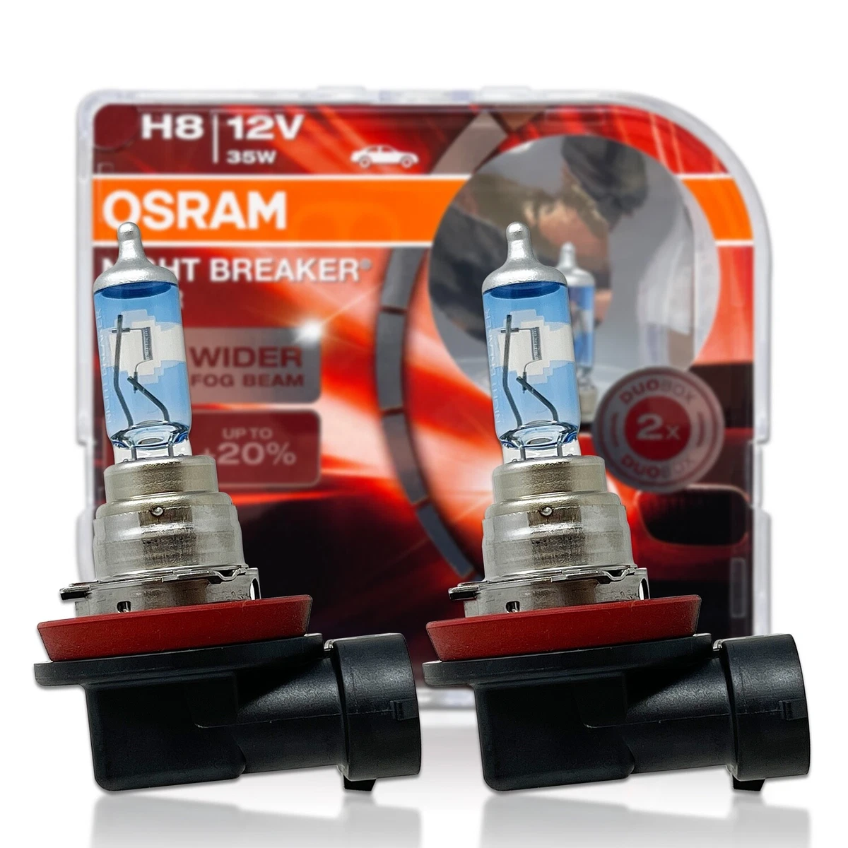 Osram H8 Night Breaker Laser Halogen Fog Headlight Bulbs, 64212NL, Pack  of 2