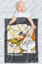 Looney Tunes Soft Fleece Baby Blanket, Cozy Crib Throw 30"x40" Squad Goals