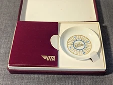 Vtg. UTA French Airlines Limoge Porcelain Trinket Dish & Matches Made In France.