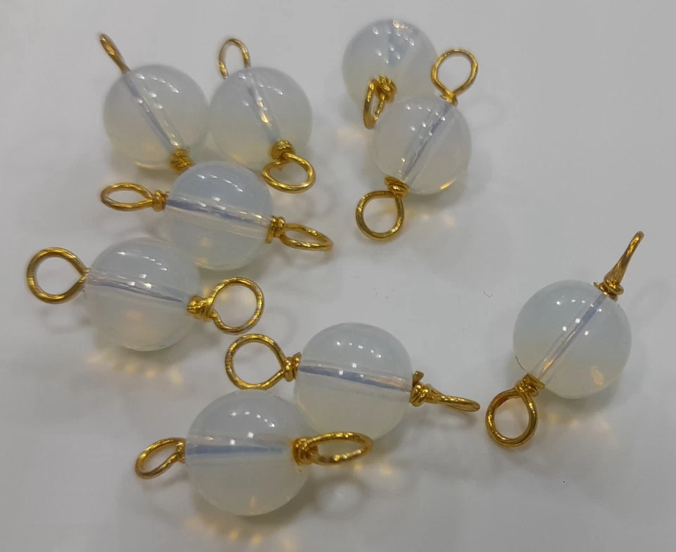 PIEDRA REDONDA OPALITA 8 MM LISA SUELTA 40 PECS CHAPADA EN ORO FABRICACIÓN DE JOYAS Foto 4 de 4