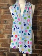 CHARLOTTE SPARRE BLUE/MULTI HANDBAG PRINT SILK SCARF