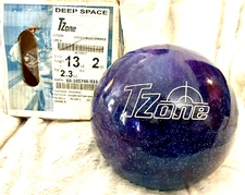 Undrilled Brunswick TZone Deep Space Bowling Ball 13Lb, 2oz. Violet/Blue/Spar