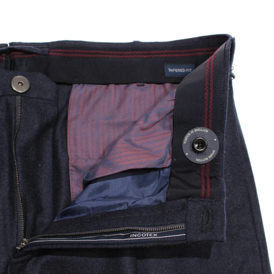 Incotex NWT Dress Pants Size 54R (US 38) Tapered Fit Super 100's in Blue Wool - Image 4 of 4
