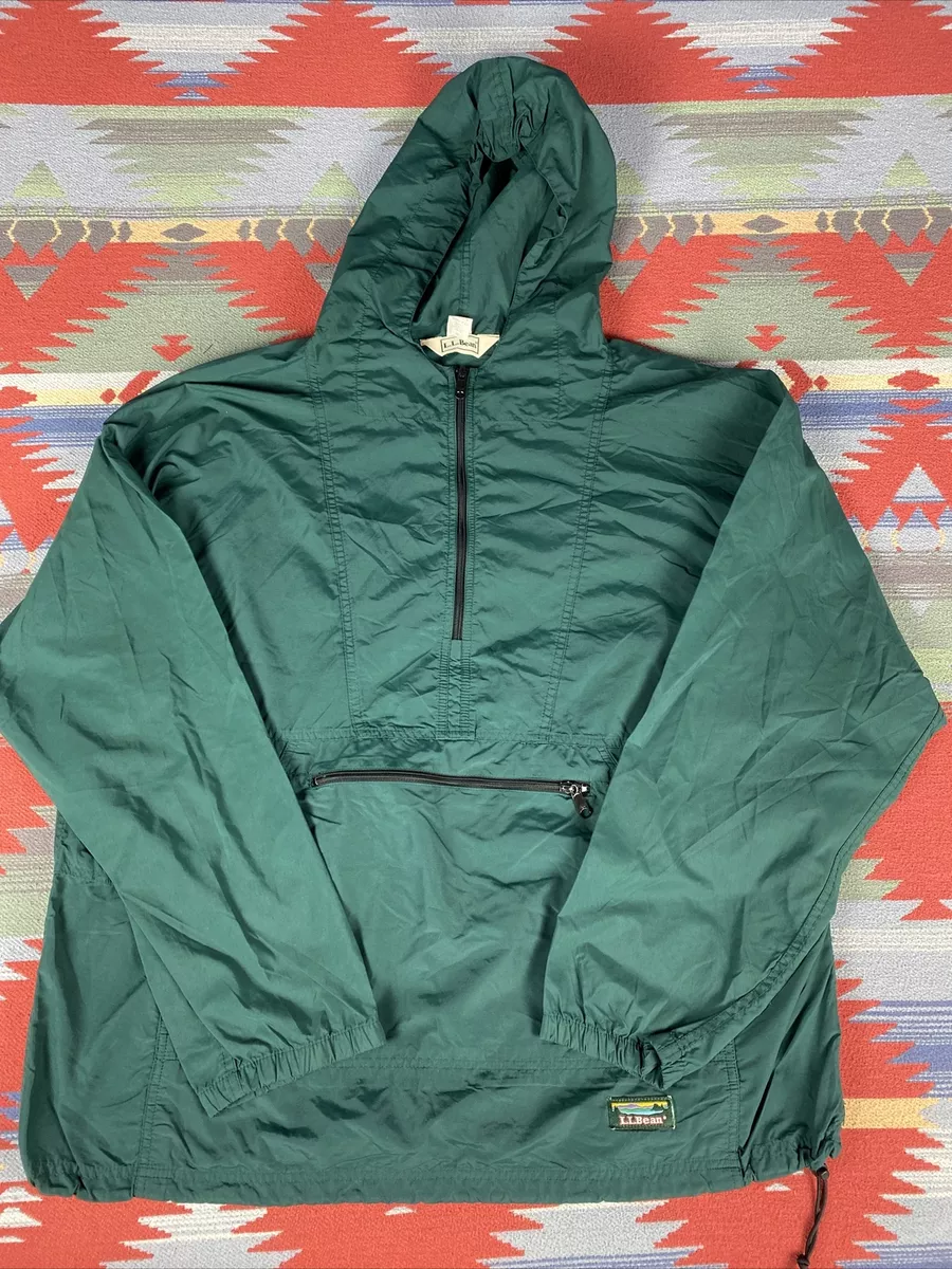 LL Bean Vintage Green Anorak Jacket Mens sz XL Green 90s Pullover