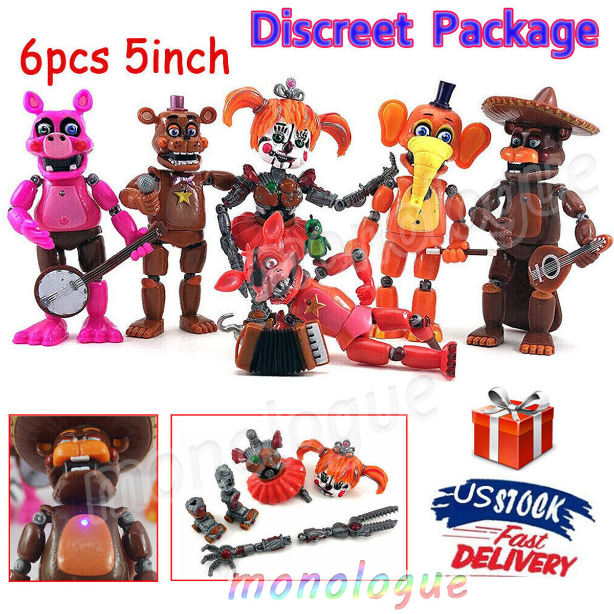 Set of 6 Action Figures Inspired by Five Nights at Freddy's Pizzeria  Simulator Action Figures Toys Toys Gifts Approximately 6 Inches 