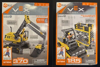 2 HEXBUG VEX Robotics Excavator Steam Roller Scissor Lift STEM Construction Toys