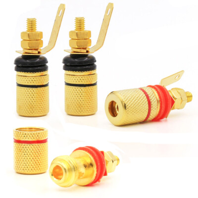 4pcs 24K Gold Plated HIFI Amp Terminal HIFI Audio Banana Jack Binding Post 4mm