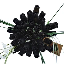 All Black Wooden Rose Bouquet. The Original Wooden Rose 1, 2, 3 Dozen