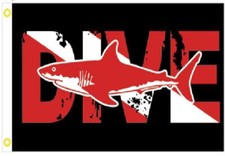 3X5 DIVER DOWN SCUBA SHARK BLACK "DIVE" FLAG BANNER GROMMETS