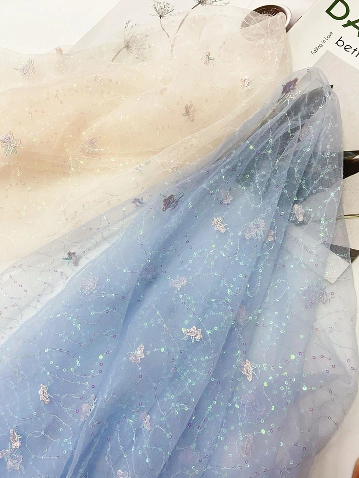 Pailletten Stickereien Mädchen Kleid Röcke Netz Kinder Bekleidung Stoff 1 M - Bild 2 von 4