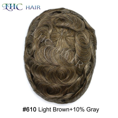 Mens Toupee Hairpiece All Poly Skin PU Human Hair Replacement System Wigs - Picture 53 of 80