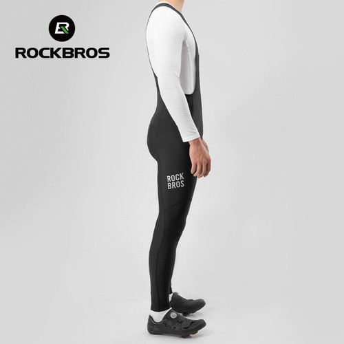 ROCKBROS Windproof Men's Fleece Thermal Cycling Bib Pants Shockproof Bib Tights - Picture 4 of 22