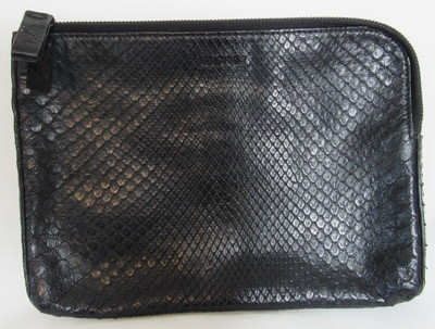Lanvin Black Snakeskin Python Zip Close Clutch Bag EUC