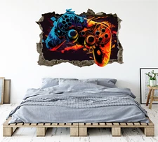 Videogames Control Wall Decal 3D AI Graphic Art Sticker Gaming Mural Vinyl KW107