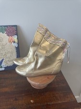 Vintage 80s Compulsion Leather Dress Gold Fringe Moccasins size 7.5M Brazil