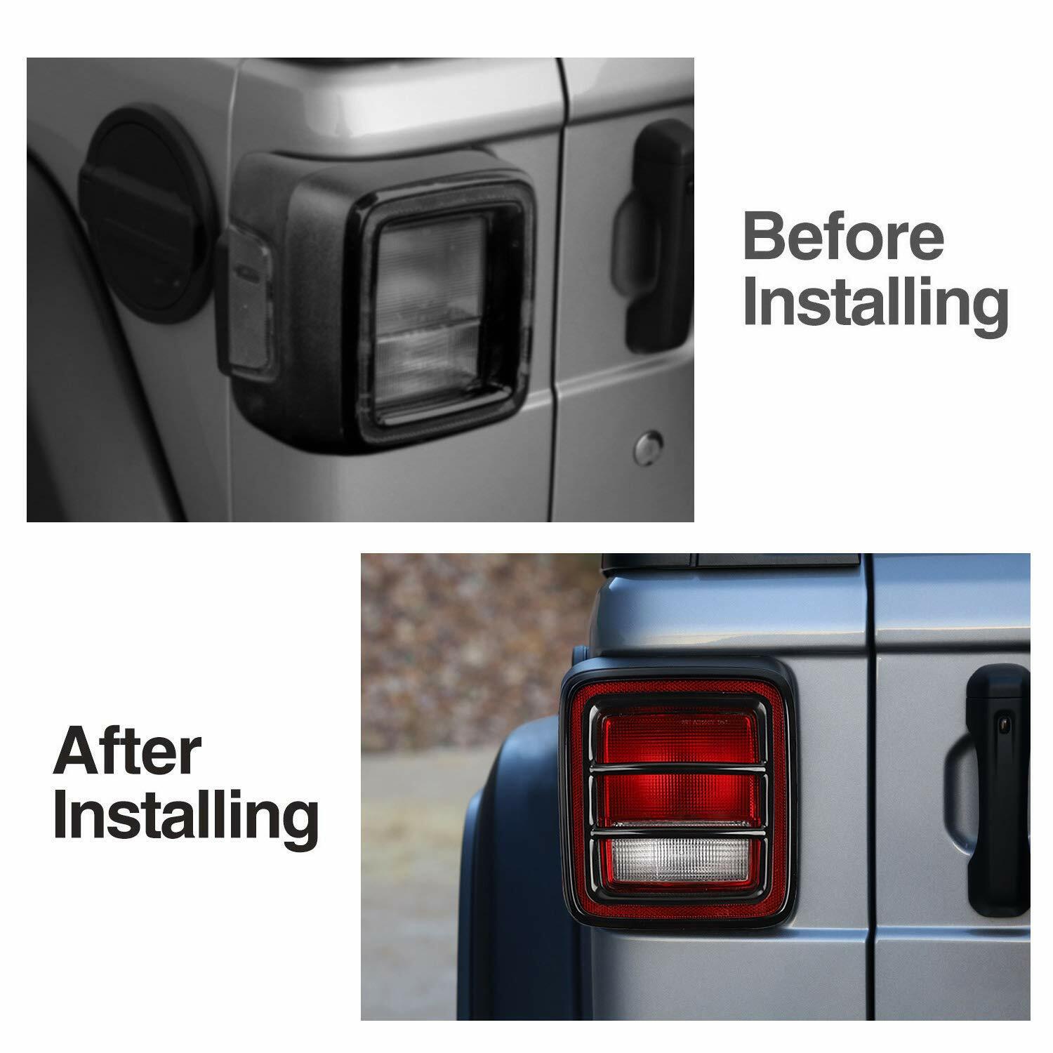 Black Iron Tail Light Protector Guard Covers For Jeep Wrangler JL (2018-2019) – Pair