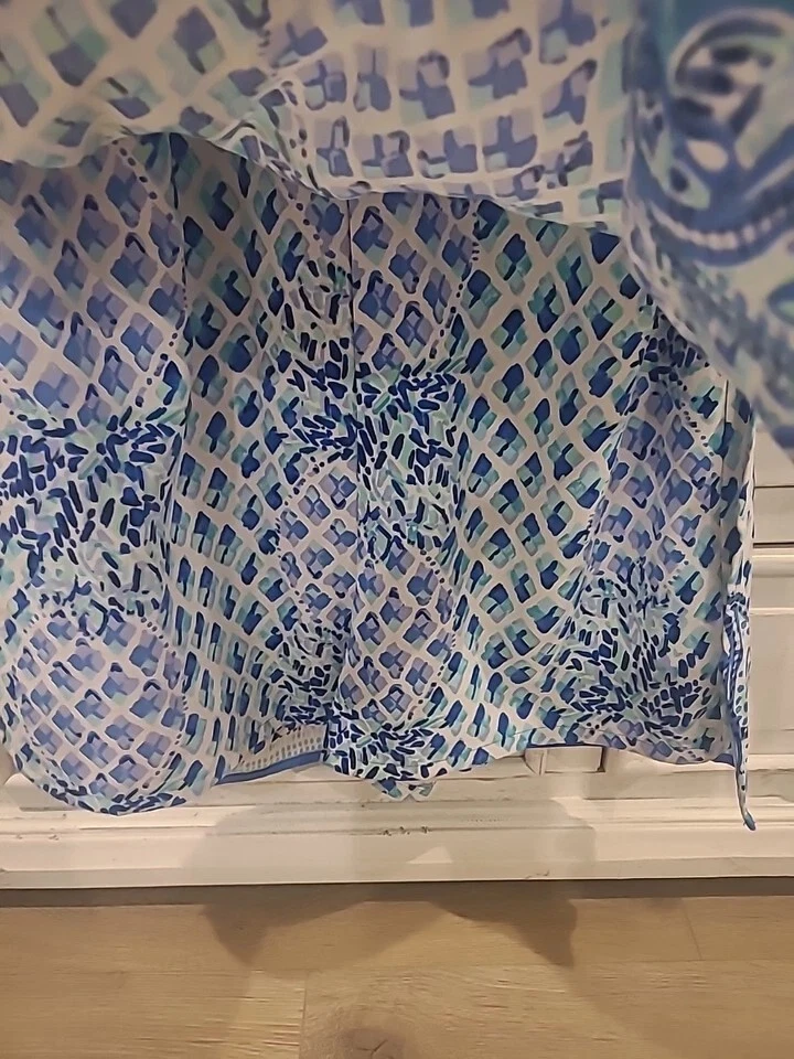 Vestido Mameluco Lilly Pulitzer Perla Skort Azul Paisley Puntera Piña Talla 8 Foto 4 de 4