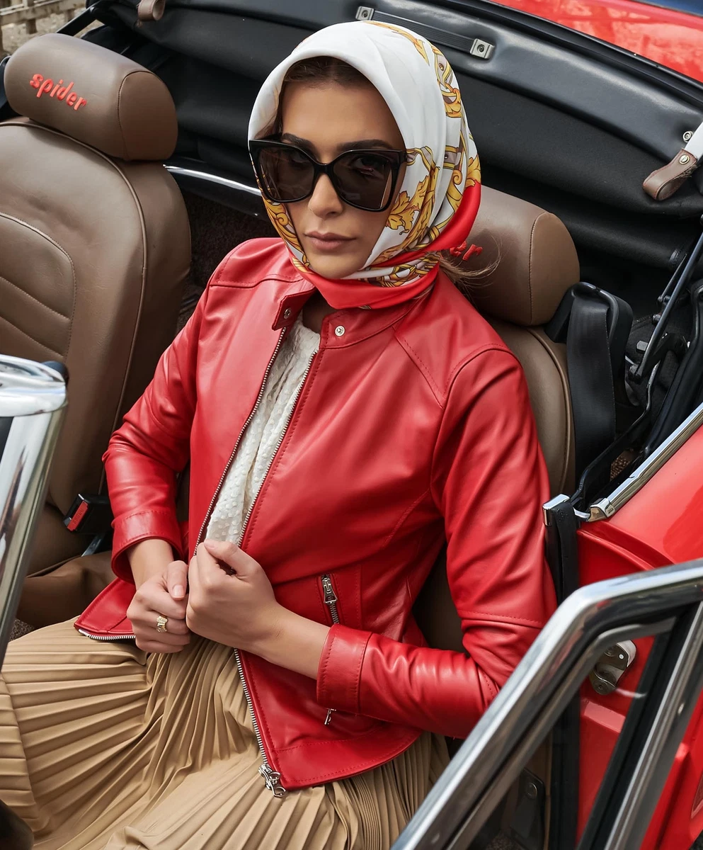 Giacca di pelle outlet rossa