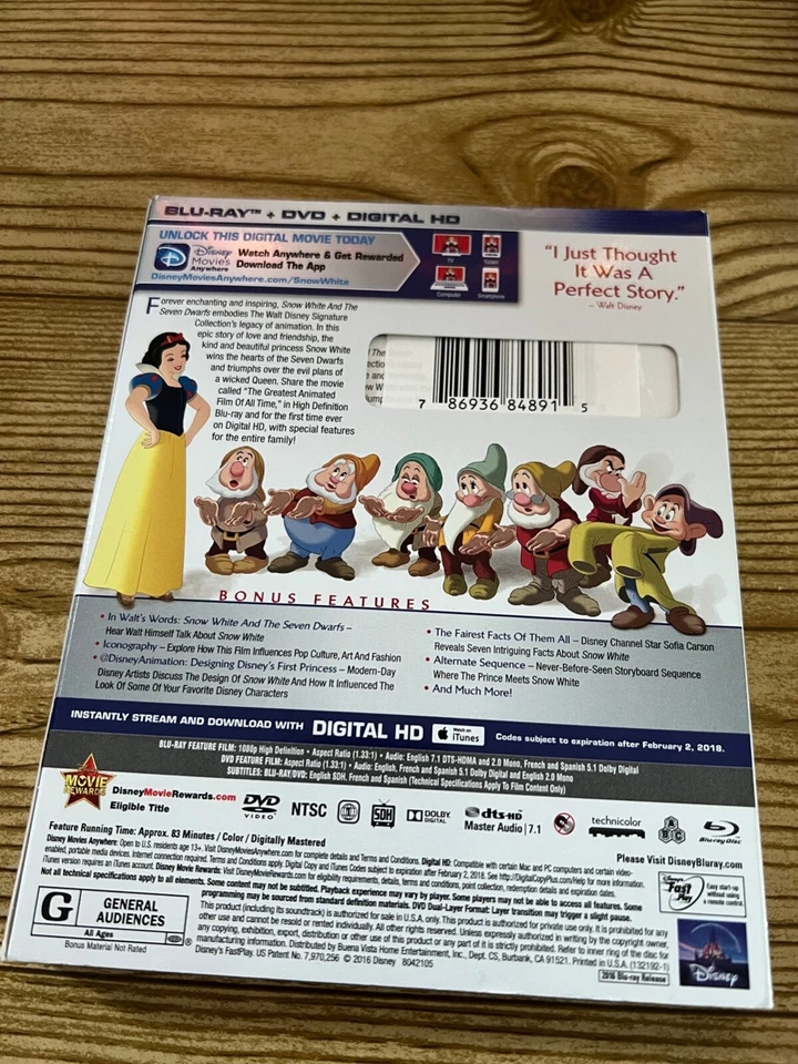 Snow White and the Seven Dwarfs (1937) Blu Ray (BRAND NEW - UNOPENED) - Image 3 of 4