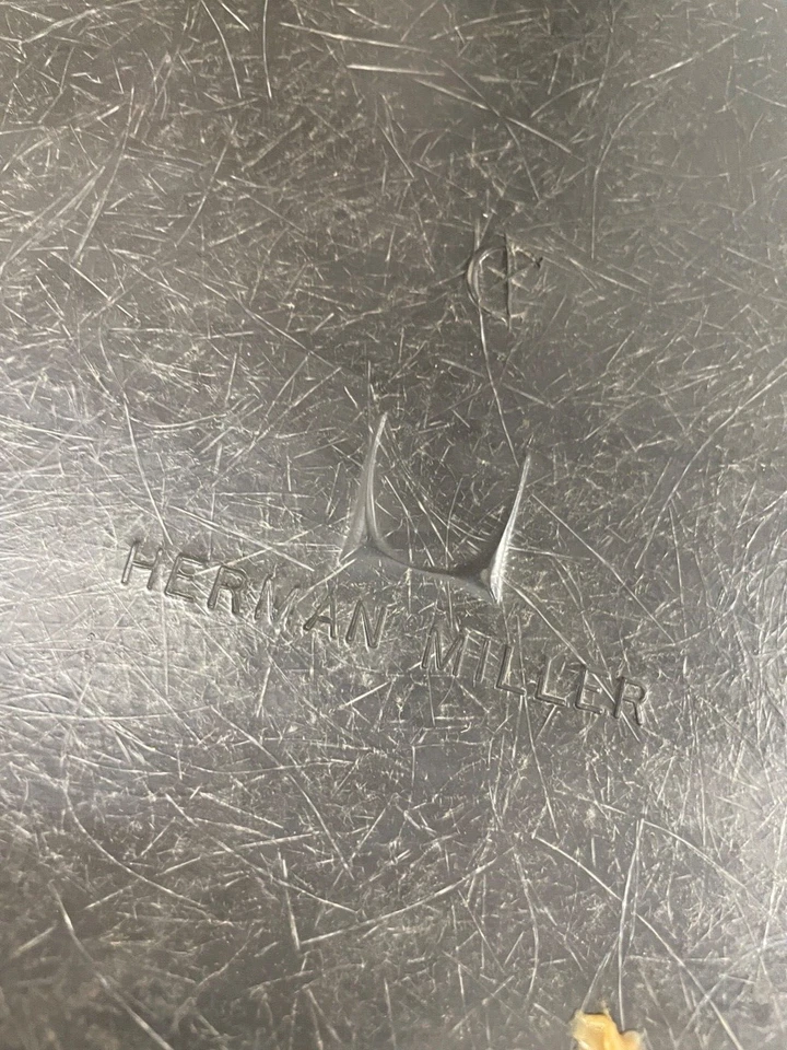 Silla giratoria Herman Miller azul Naugahyde fibra de vidrio moldeada Eames Shell MCM Foto 4 de 4