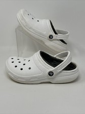 Crocs Adult Classic Lined Clog White w/Gray Faux Fur Size Men's M4 Women's W6