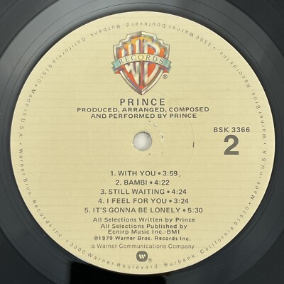 PRINCE PRINCE 1979 LP Vinyl VG++ Audio VG++ Record Warner Bros