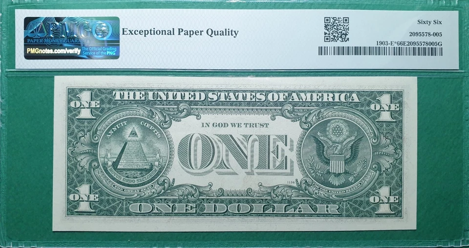 1969 US $1 FEDERAL RESERVE NOTE Fr# 1903- (E00203072* BLOCK) PMG 66 EPQ GEM UNC - Image 2 of 2