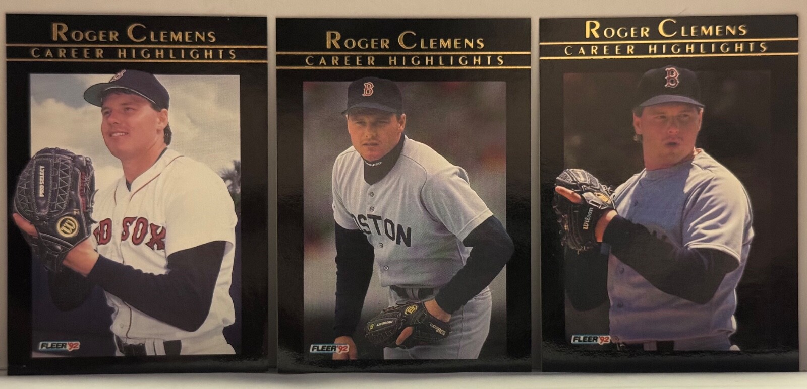 1992 Fleer Career Highlights Roger Clemens 3 Card Lot  M20