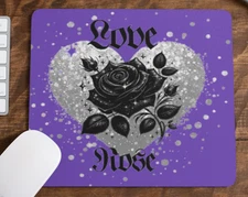 Black Rose Love Graphic Mouse Pad