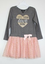 Zunie Girls Grey  Pink Tulle Long Sleeve Dress