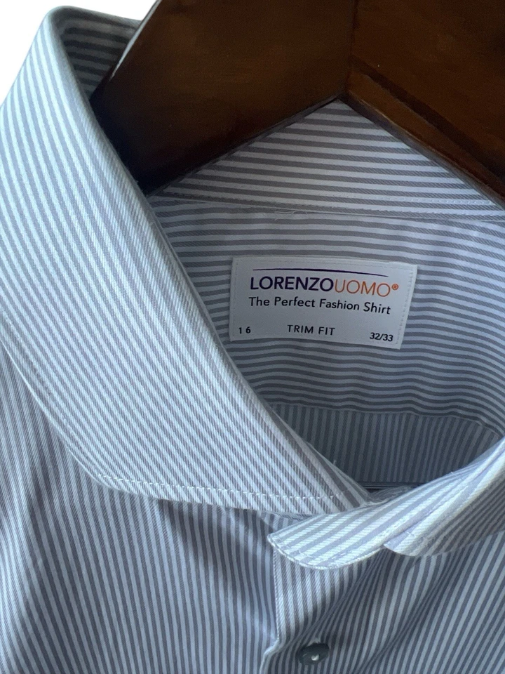 Lorenzo Uomo Mens Textured Check Regular Fit Dress Shirt Spread Collar 32/33 - Image 3 of 4