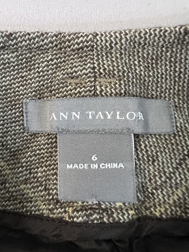 Ann Taylor Women’s Pants Size 6 Cropped Plaid Wool Cotton Brown - Picture 5 of 8