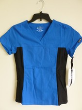 Cherokee Royal/Black Scrub Top Missy Fit Womans  2874 Royal Blue/w Black XS,MED