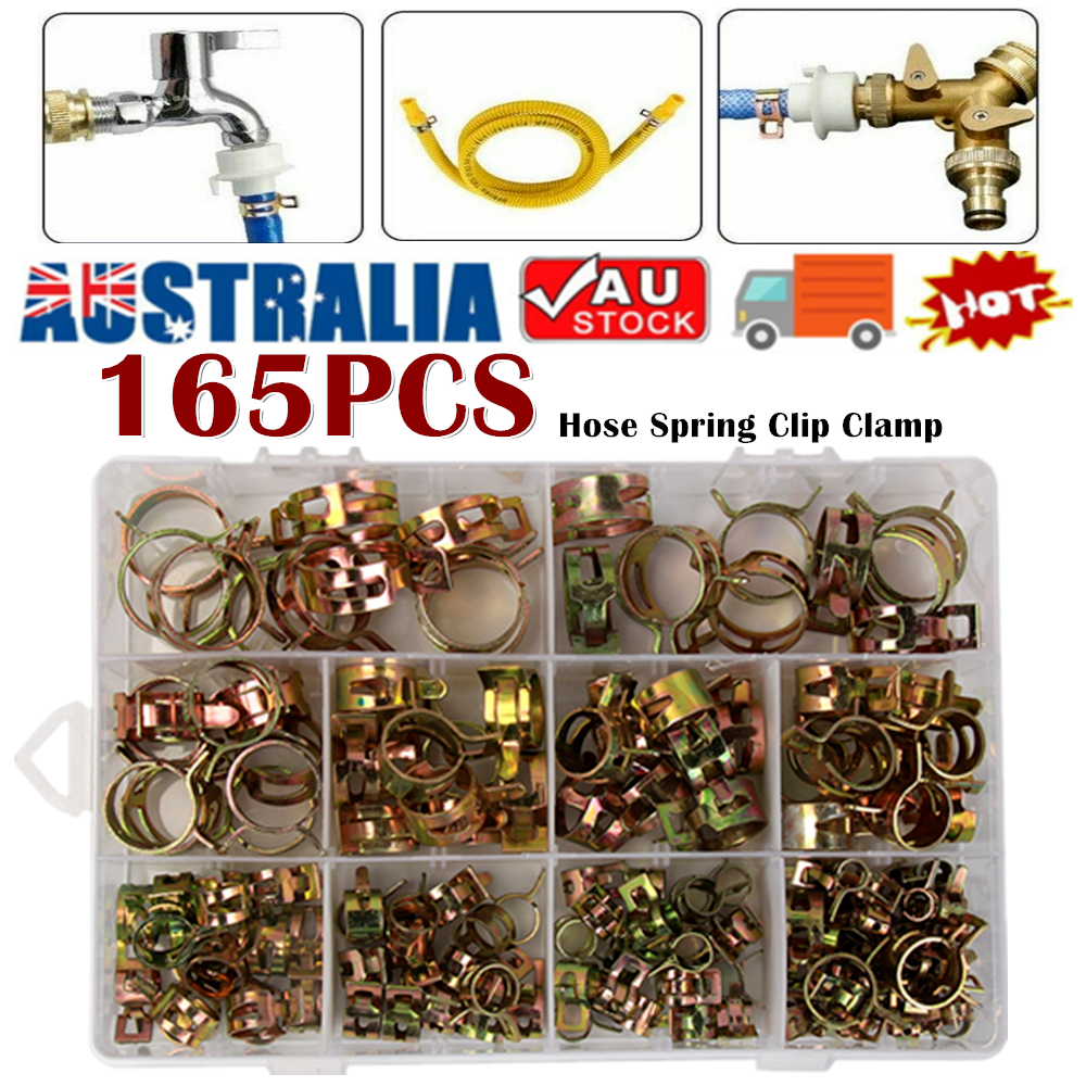 165pack Spring Clips Fuel Hose Line Water Pipe Air Tube Clamps 622mm