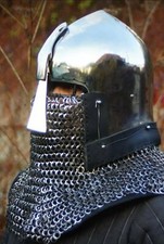 Handmade Armor Helmet Medieval Warrior 16 Gage Steel Chain Mail Viking Helmet