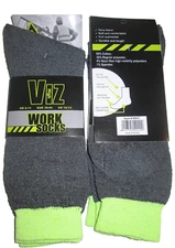 4 Pairs Mens High Visibility Top Soft Cotton Blend Cushioned Work Crew Socks