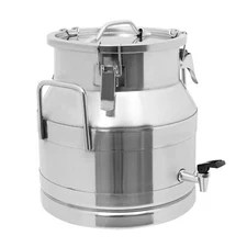 Milk Can Milk Jug Round Sealed Bucket Stainless Steel & Faucet 20L/5.28 Gallon